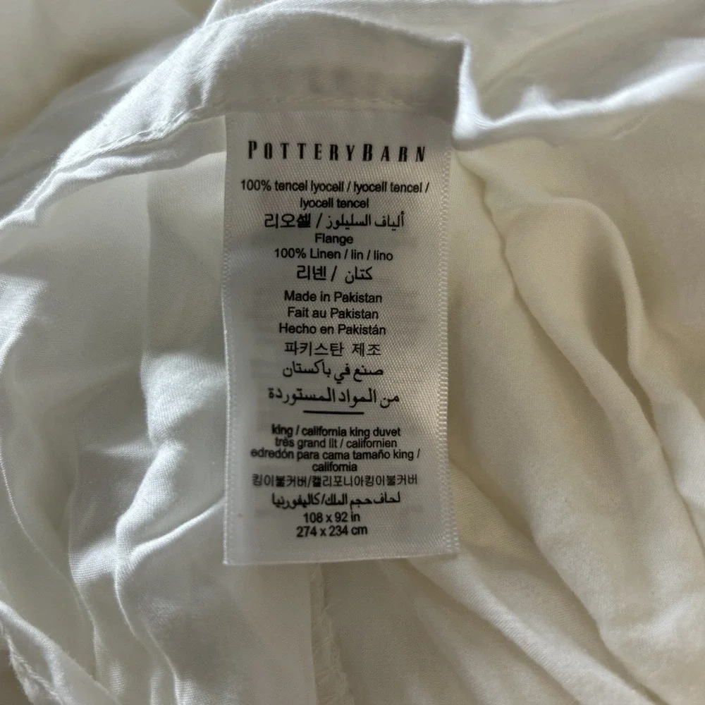Pottery Barn King/Cal. King Duvet Cover White 108 x 92 in Tencel Lyocell Linen